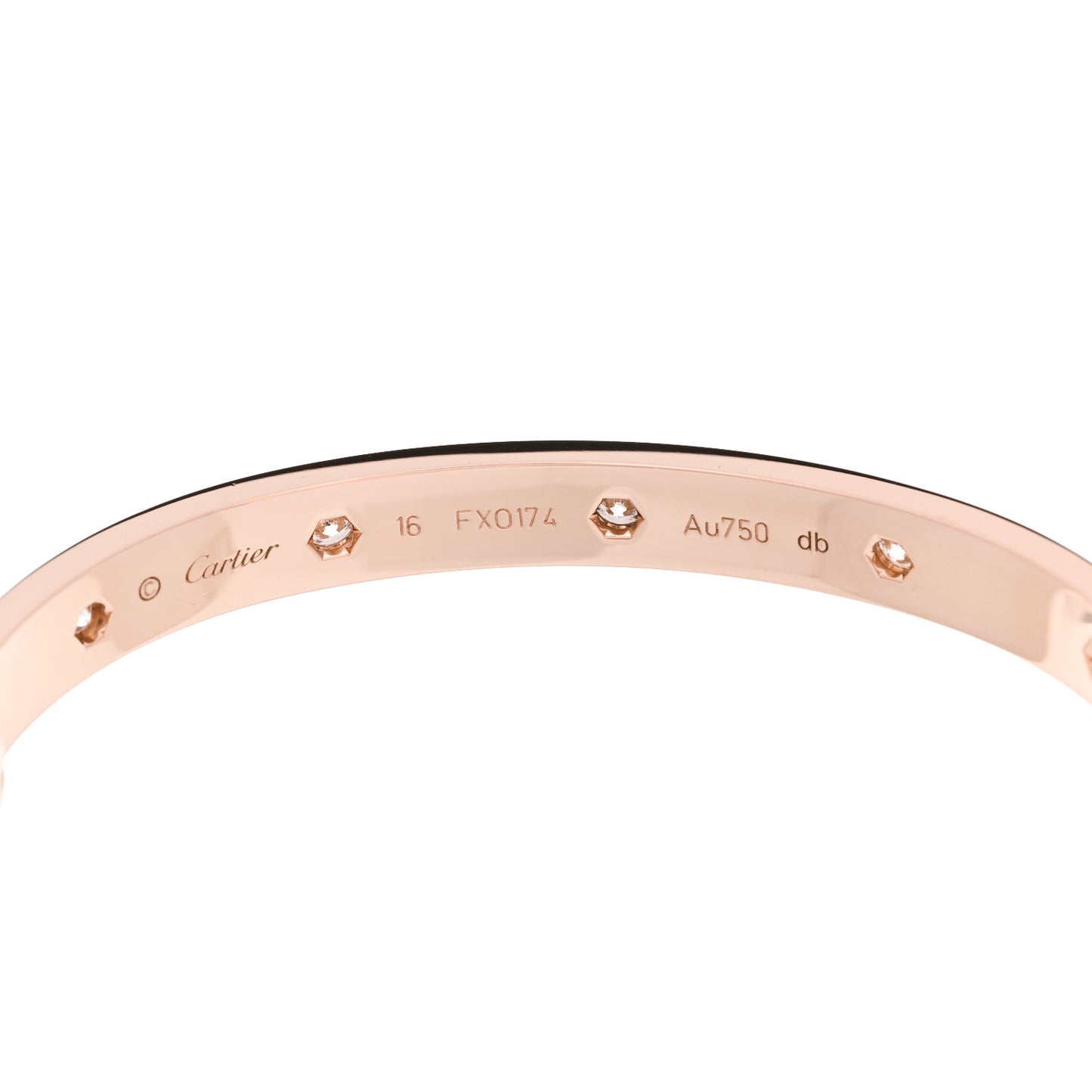 18K Pink Gold 10 Diamond LOVE Bracelet 16