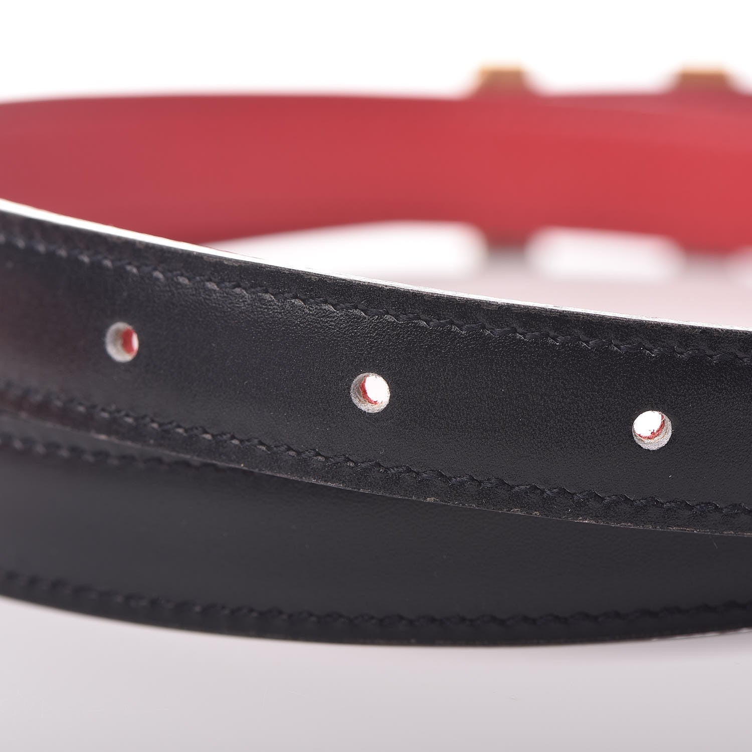 Hermes Box Courchevel 18mm H Belt 70 Rouge Vif Black 6 of 8