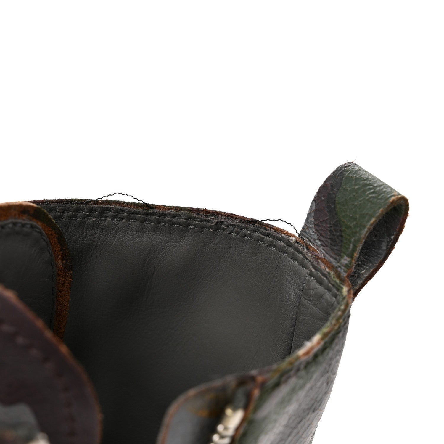 Miu Miu Crackled Calfskin Camo Print Womens Wedge Platform Combat Boots 37.5 Multicolor 10 of 14