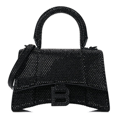 Balenciaga Strass Suede Hourglass Top Handle Bag XS Black Jet 1 of 12