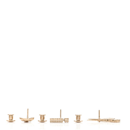 Chanel Metal Strass Crystal Quilted CC Heart Scissors Perfume Brooch Set Gold 3 of 4