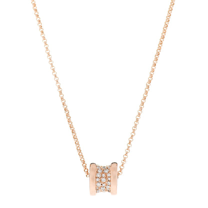 Bulgari 18K Rose Gold Diamond Small B.Zero1 Pave Pendant Necklace 1 of 7