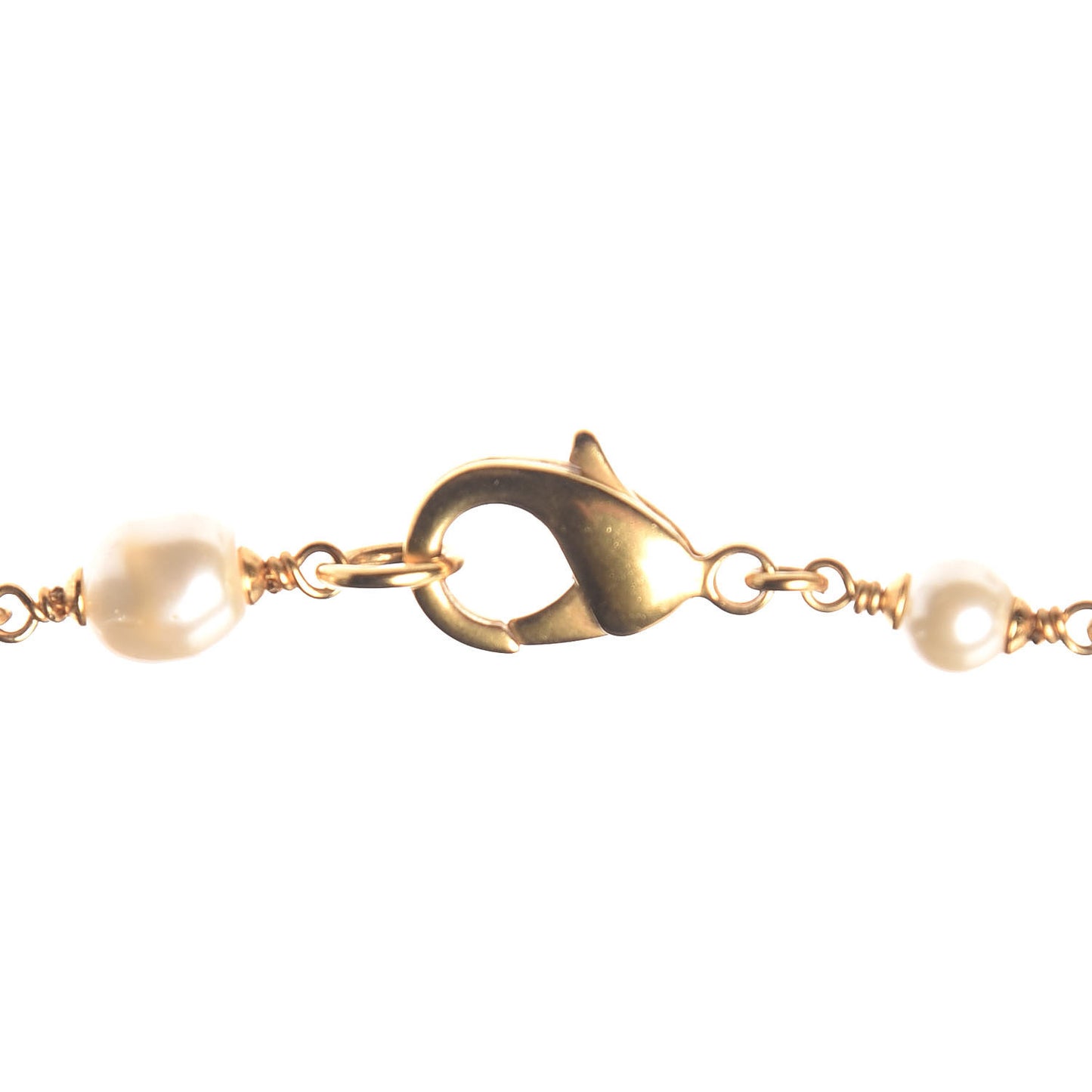 Pearl Bead CC Long Necklace Black Gold