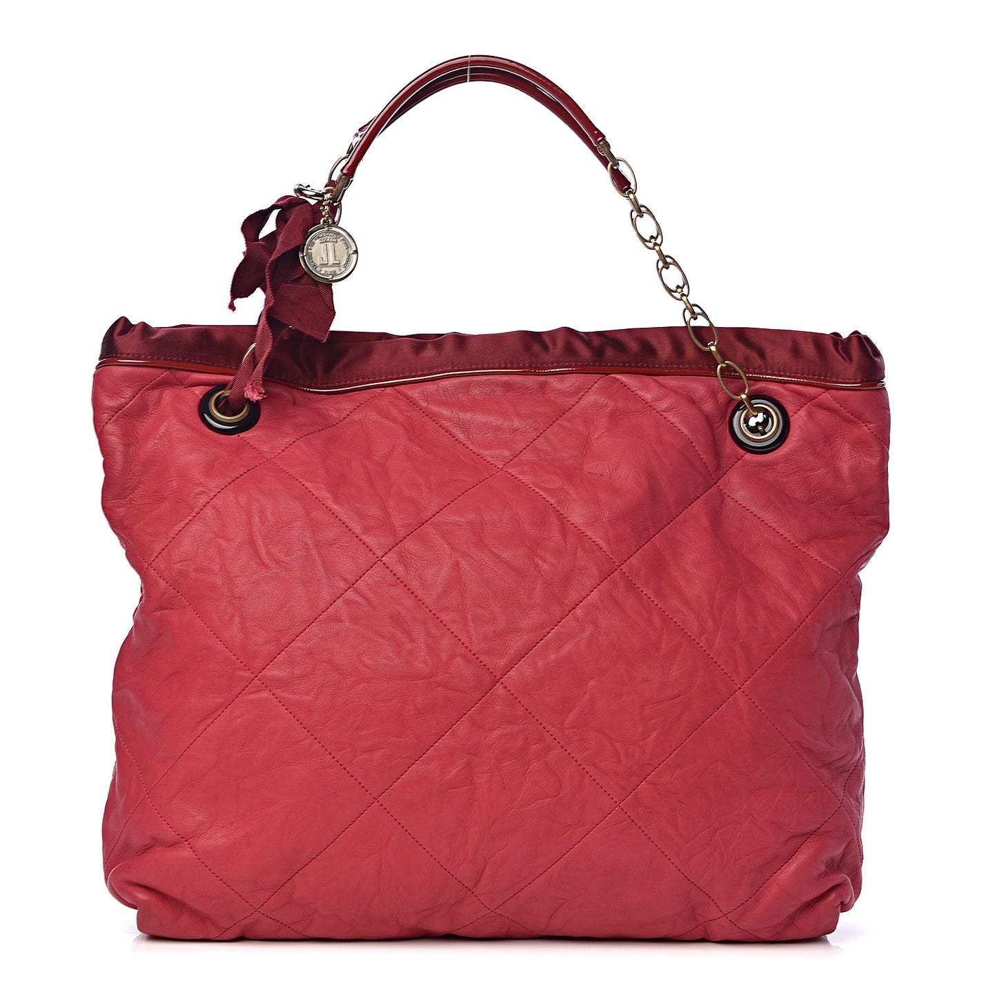 Lambskin Quilted Amalia Cabas Tote Cherry