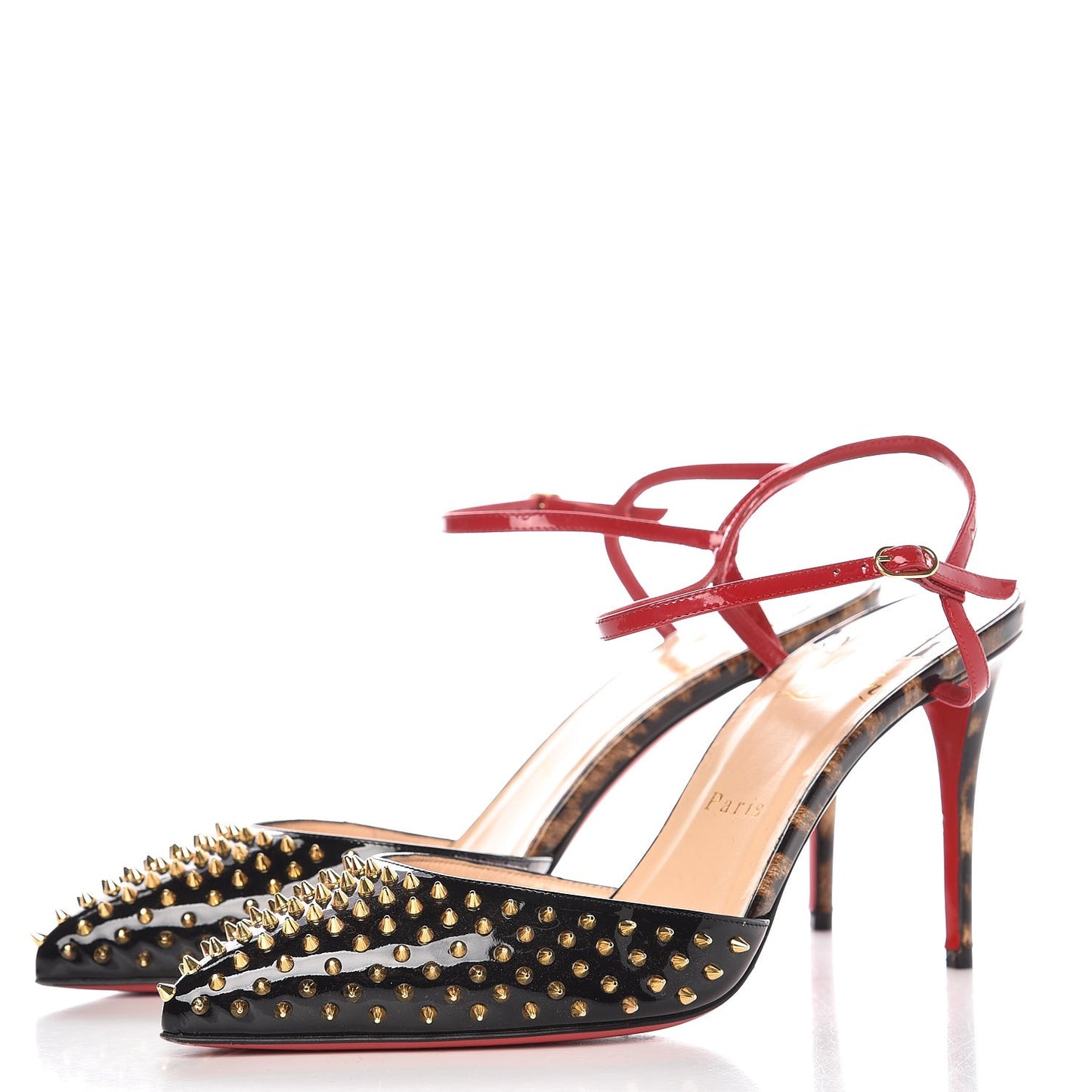 Patent Leopard Printed Baila Spike 100 Pumps 40 Black