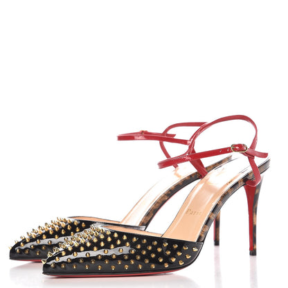 Christian Louboutin Patent Leopard Printed Baila Spike 100 Pumps 40 Black 3 of 10
