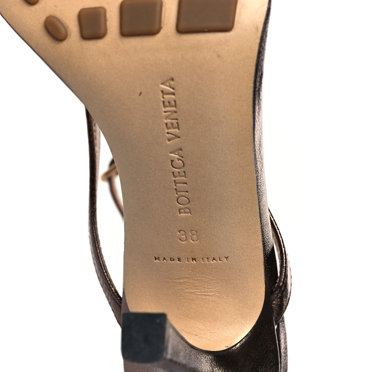 Metallic Lambskin Stretch Multi Strap 90mm Sandals 38 Fondant