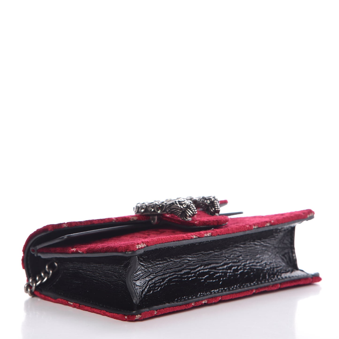 Velvet GG Monogram Super Mini Dionysus Shoulder Bag Red Cipria Black