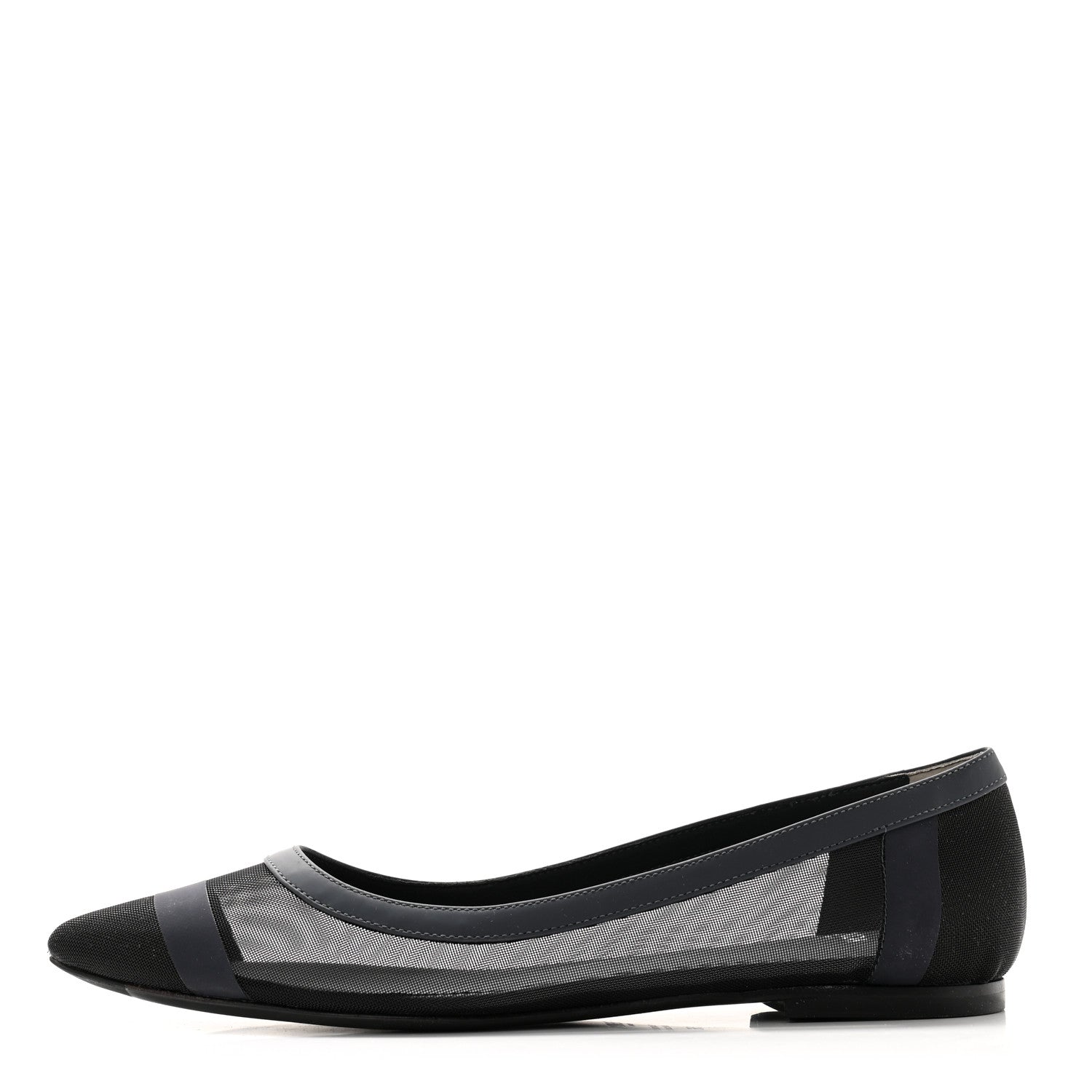 Fendi Mesh Skimmer Ballerina Flats 36 Navy Black 1 of 8