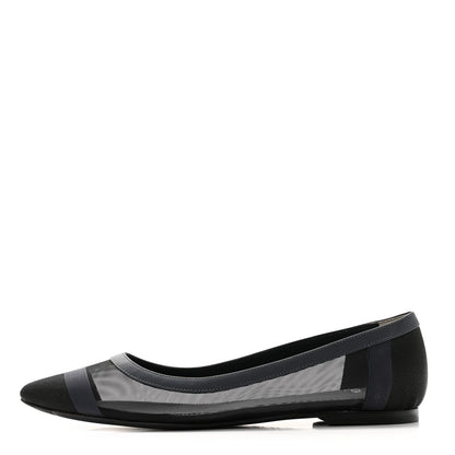 Fendi Mesh Skimmer Ballerina Flats 36 Navy Black 1 of 8