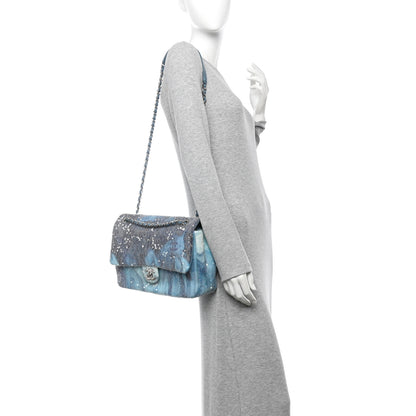 Chanel Sequin Large Waterfall Flap Light Blue 2 of 12