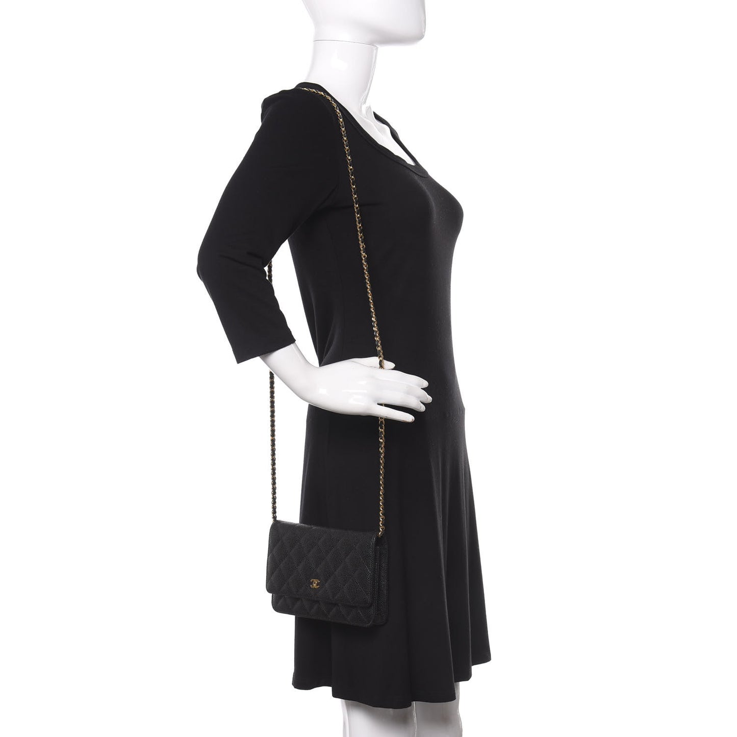Caviar Quilted Wallet On Chain WOC Black