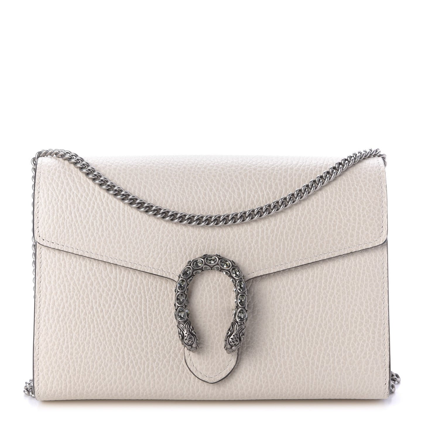 Dollar Calfskin Mini Dionysus Chain Wallet Mystic White