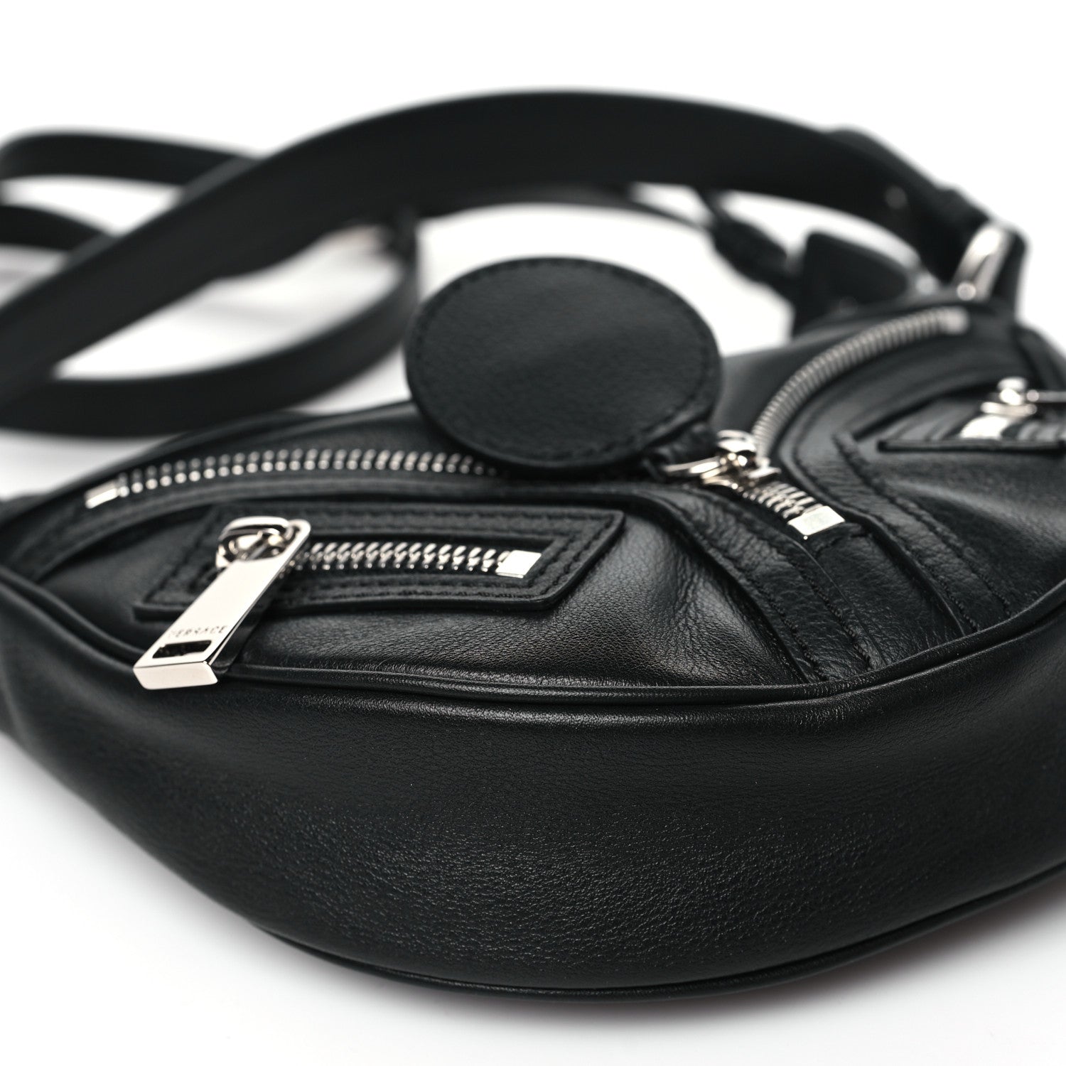 Versace Calfskin Mini Repeat Zip Hobo Black 8 of 9