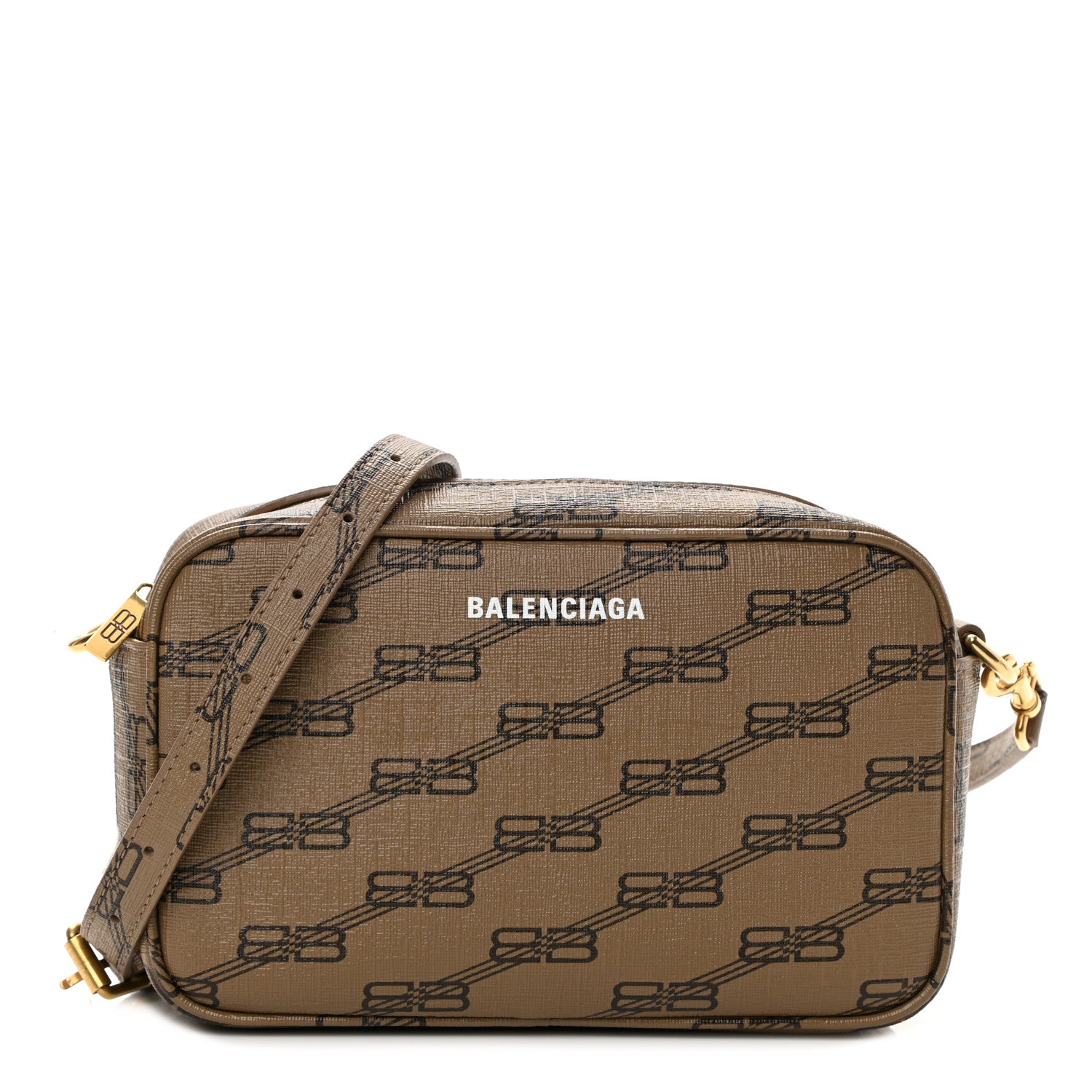 Balenciaga Coated Canvas BB Monogram Small Signature Camera Bag Beige Brown 1 of 10