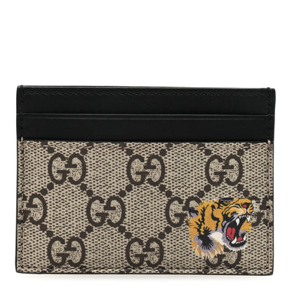 Gucci GG Supreme Monogram Tiger Print Zip Around Card Case Black 1 of 7