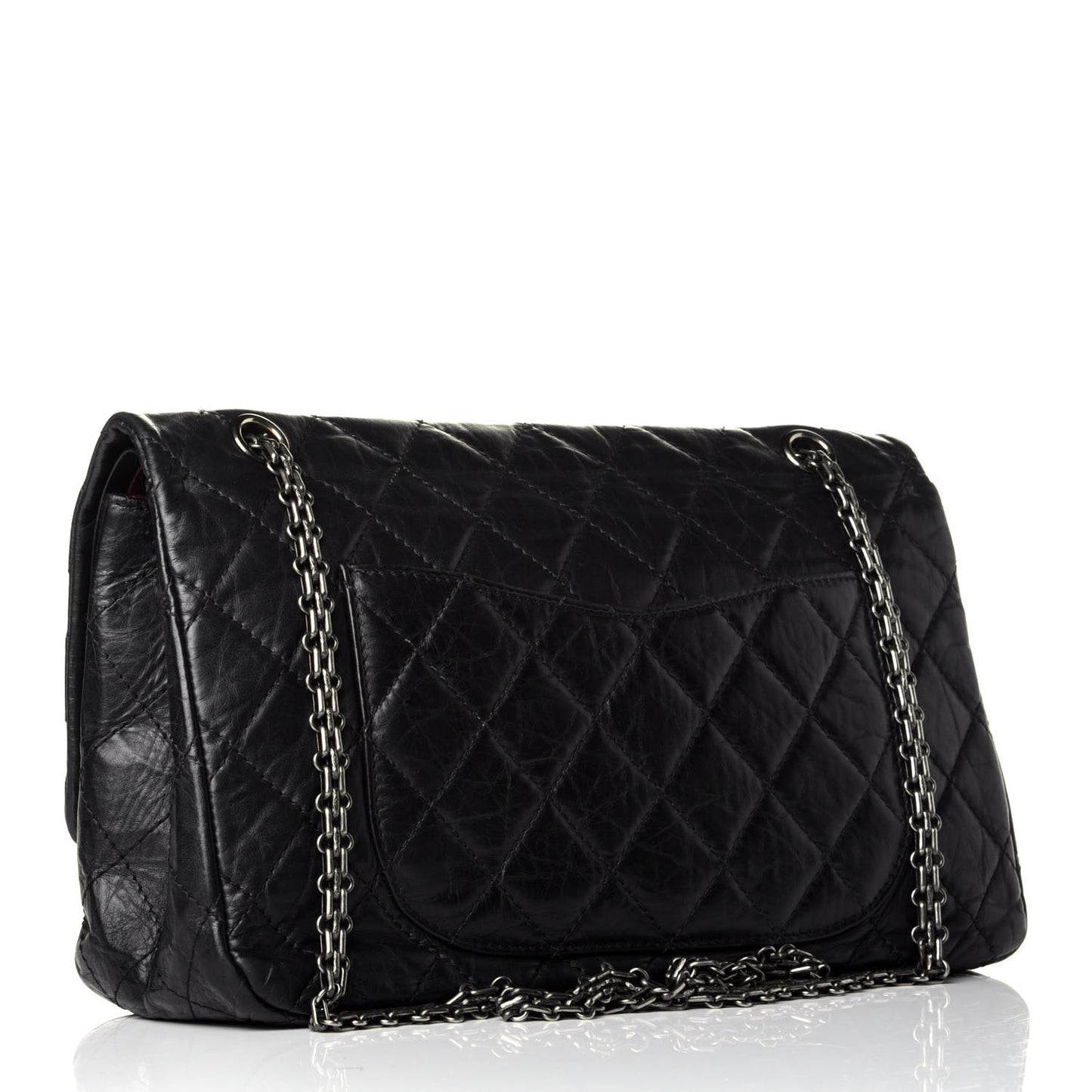Aged Calfskin Quilted 2.55 Reissue 227 Flap Black