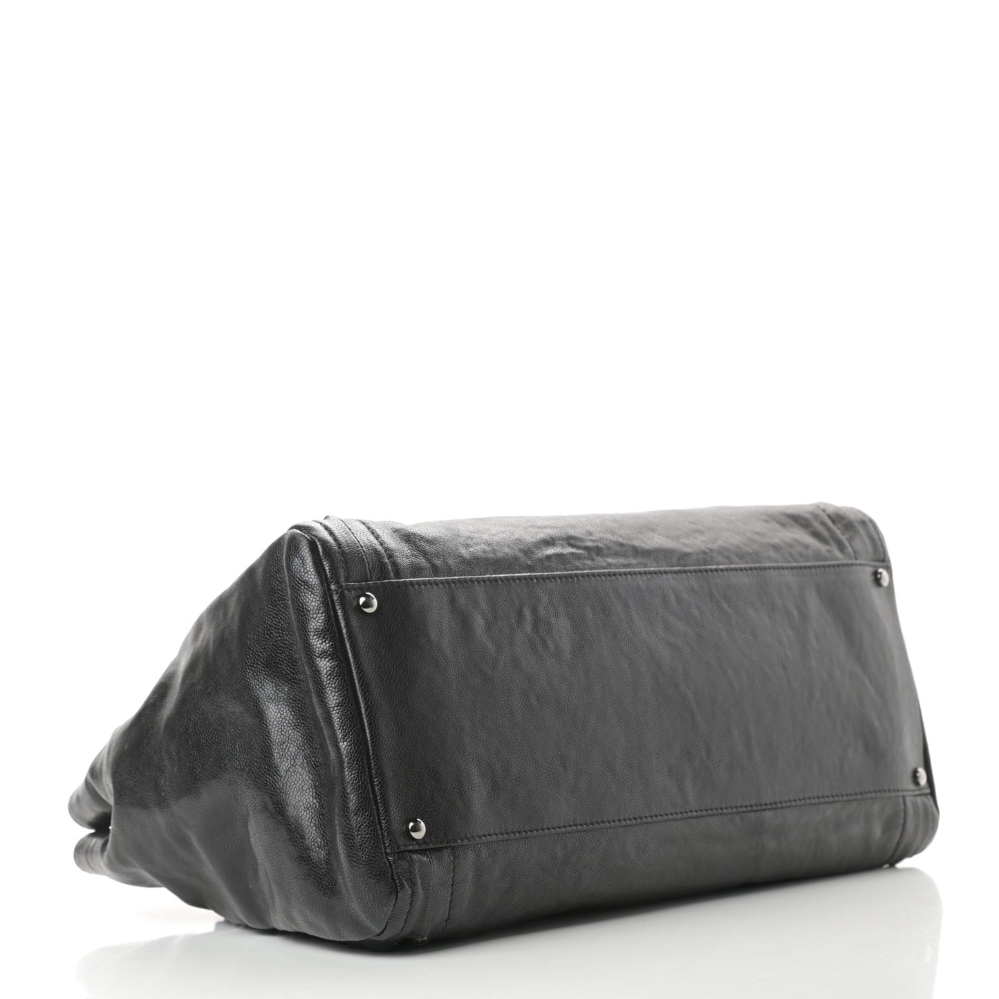 Glazed Caviar East West Modern Chain Tote Black