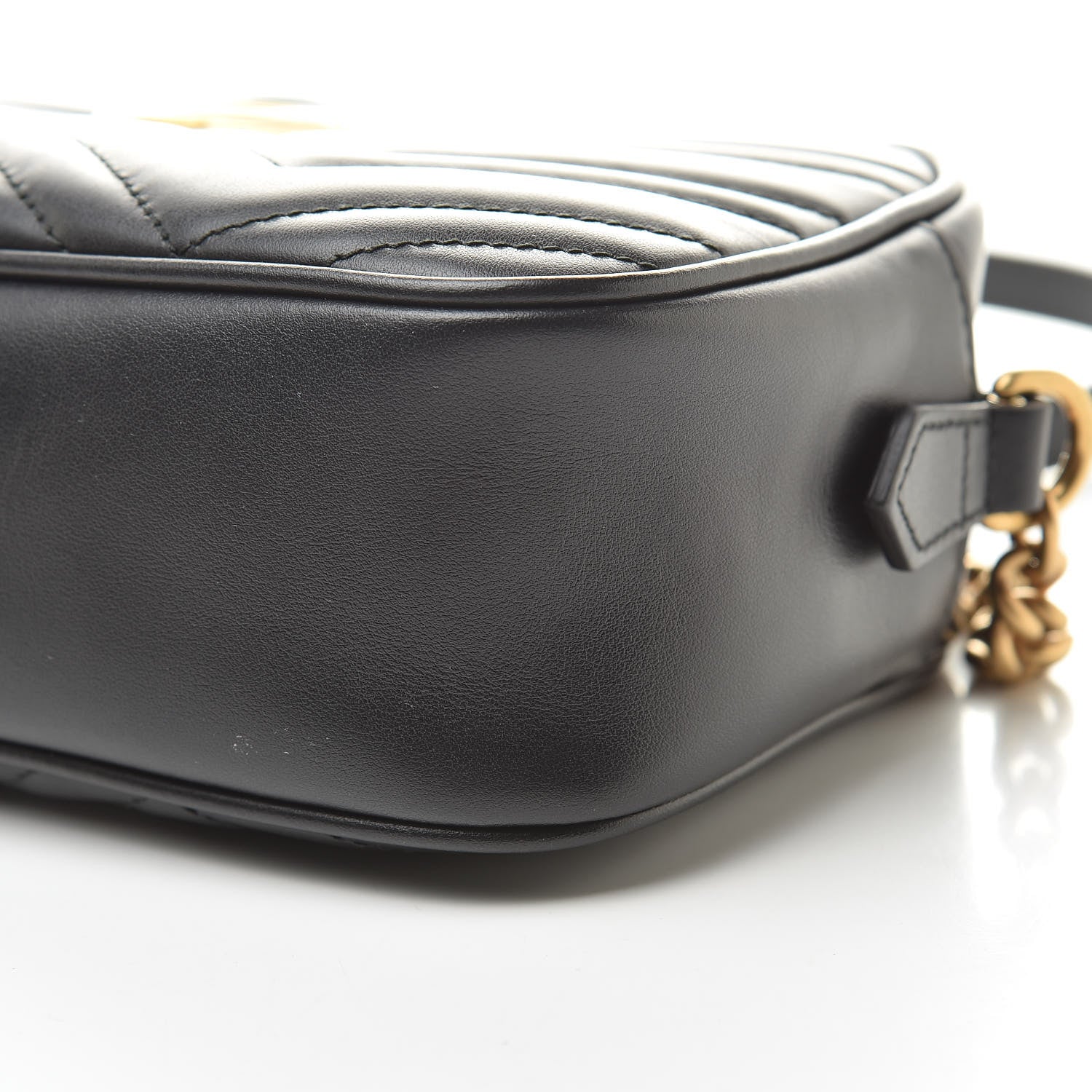Gucci Calfskin Matelasse Small GG Marmont Chain Shoulder Bag Black 10 of 11