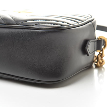 Gucci Calfskin Matelasse Small GG Marmont Chain Shoulder Bag Black 10 of 11