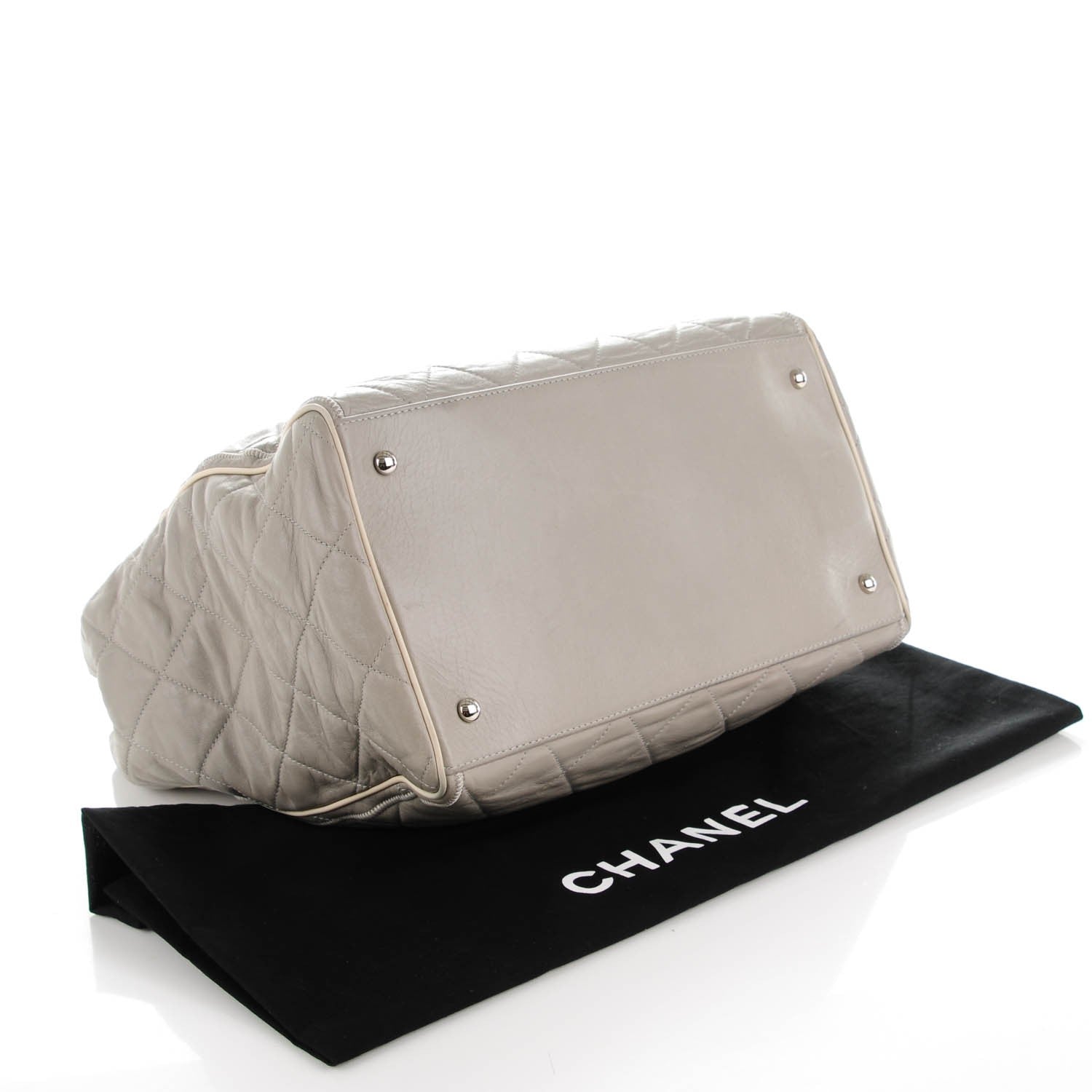 Chanel Glazed Lambskin Quilted North South Large Tote Grey 4 of 7