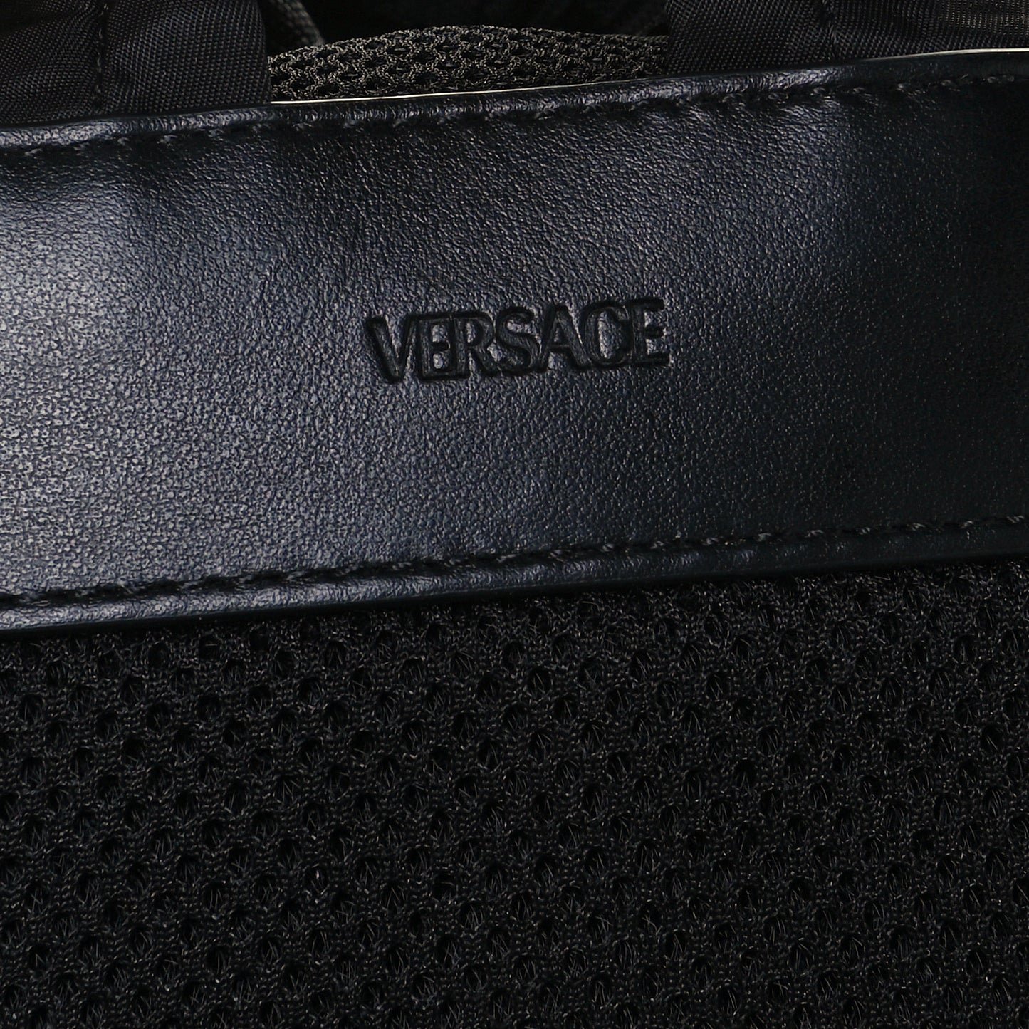 Nylon La Greca Logo Backpack Black