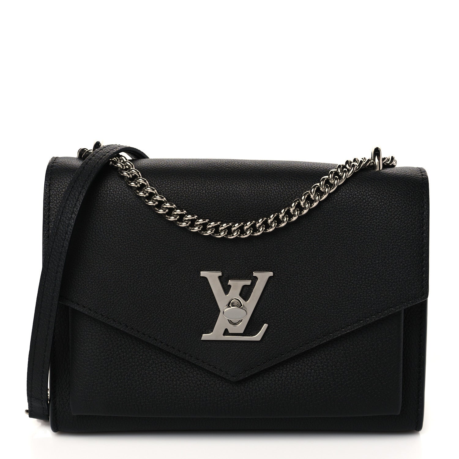 Louis Vuitton Soft Calfskin Mylockme Chain Bag BB Black 1 of 9