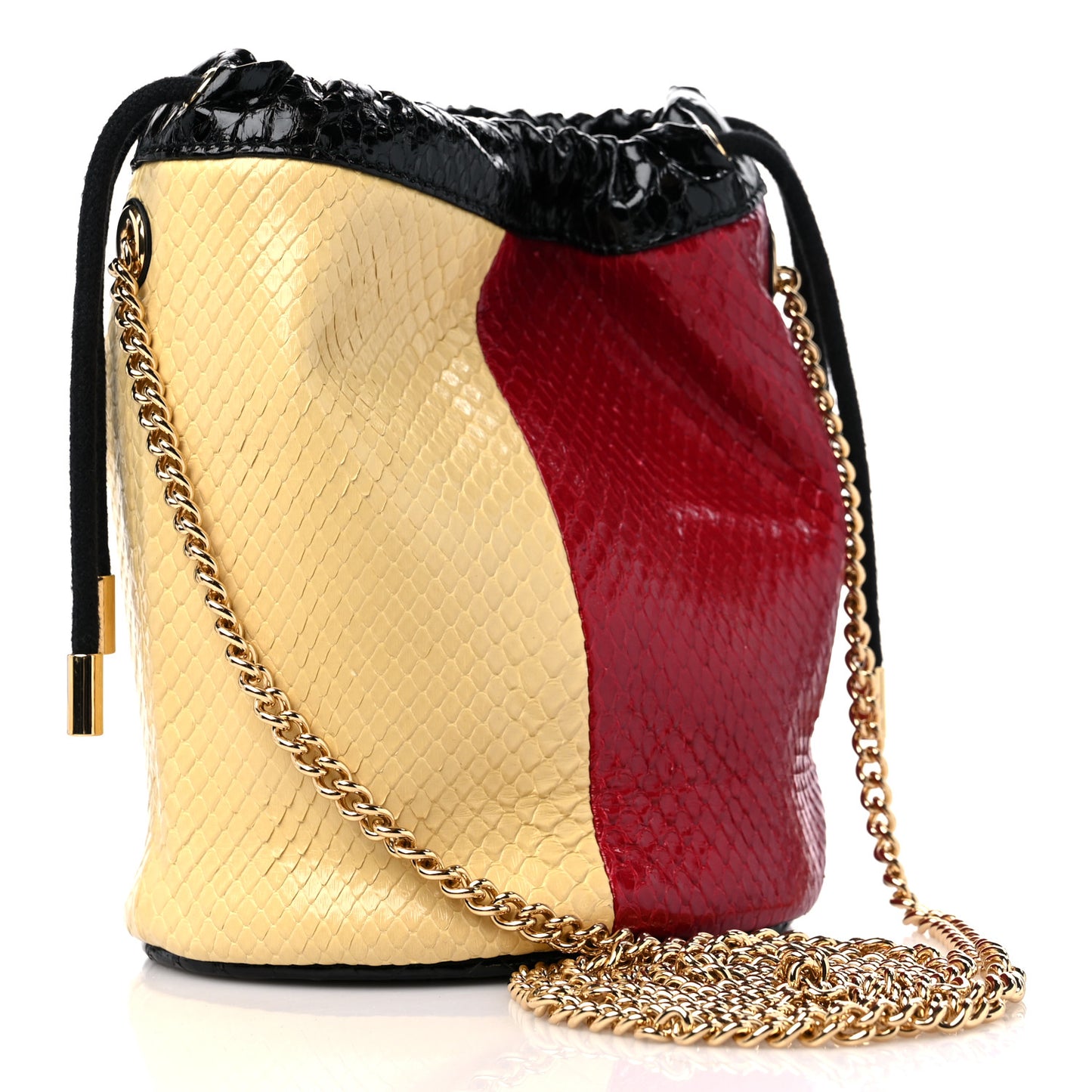 Snakeskin Mini Zumi Bucket Bag Hibiscus Red Butter Black