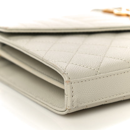 Saint Laurent Grain De Poudre Mixed Matelasse Triquilt Monogram Chain Wallet Crema Soft 8 of 11