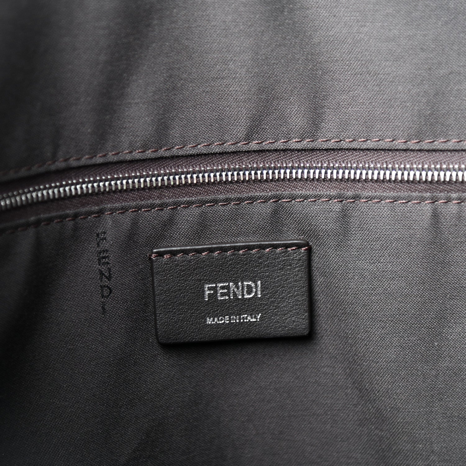 Fendi Glazed Fabric Vitello Century FF 1974 Stamp Patch Shopping Tote Mogano Panna Black 6 of 10