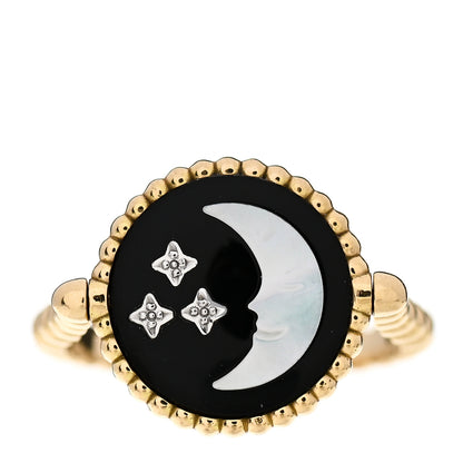 Christian Dior 18K Yellow Gold Diamond Onyx Mother of Pearl Rose Des Vents Ring 49 4.75 1 of 7