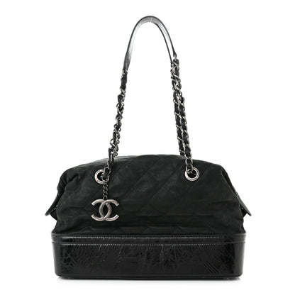 Chanel Iridescent Calfskin Quilted VIP Bowling Bag Black 1 of 13