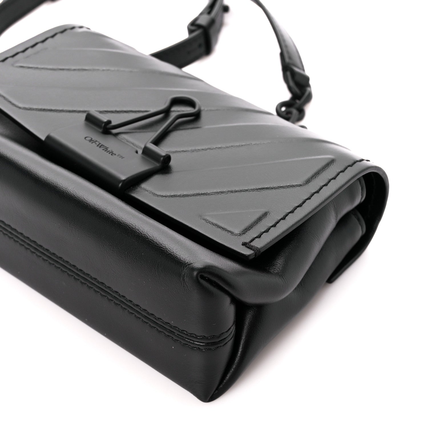Off-White Calfskin Diag Small Binder Clip Crossbody Black 12 of 12
