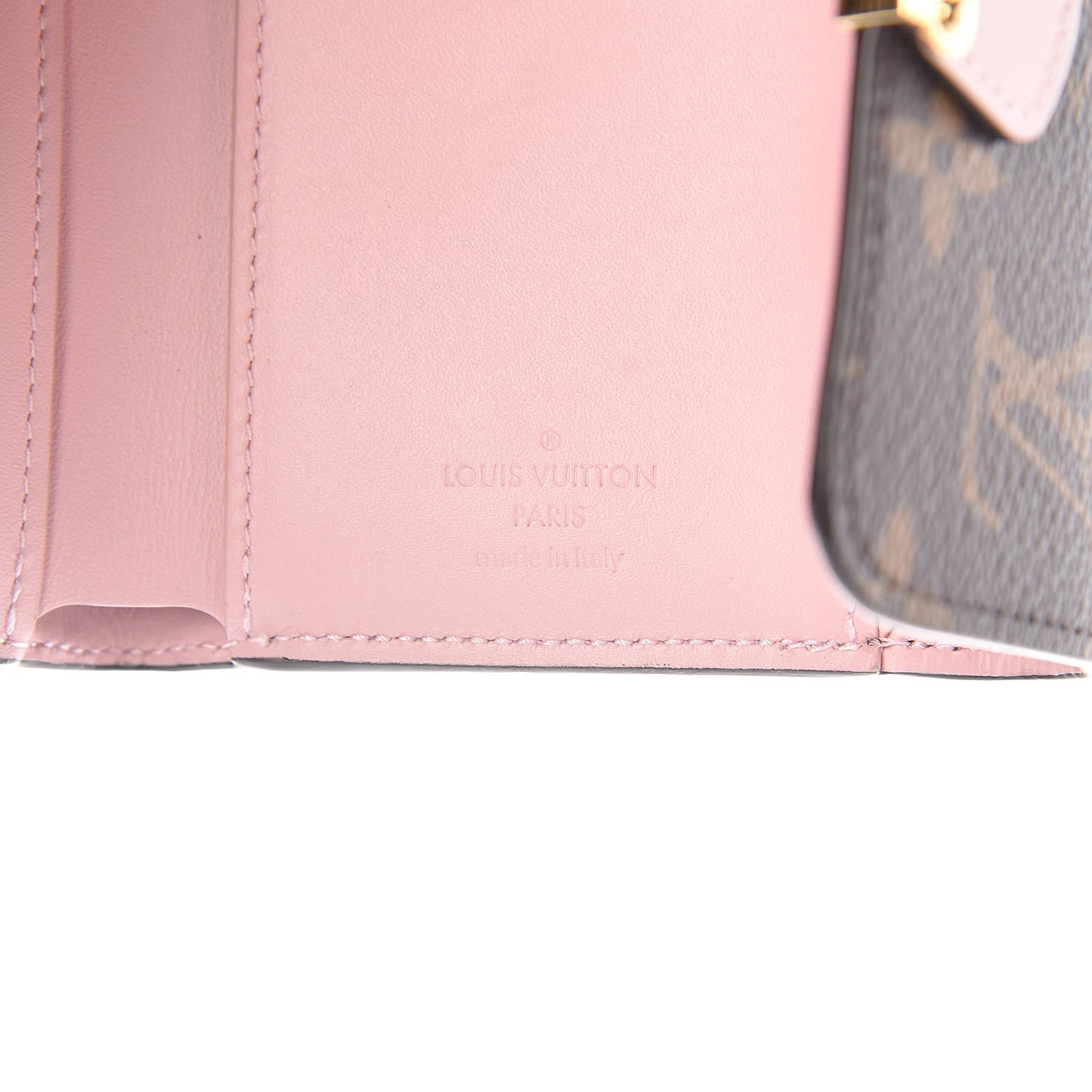 Patent Calfskin Monogram Cherrywood Compact Wallet Rose Ballerine