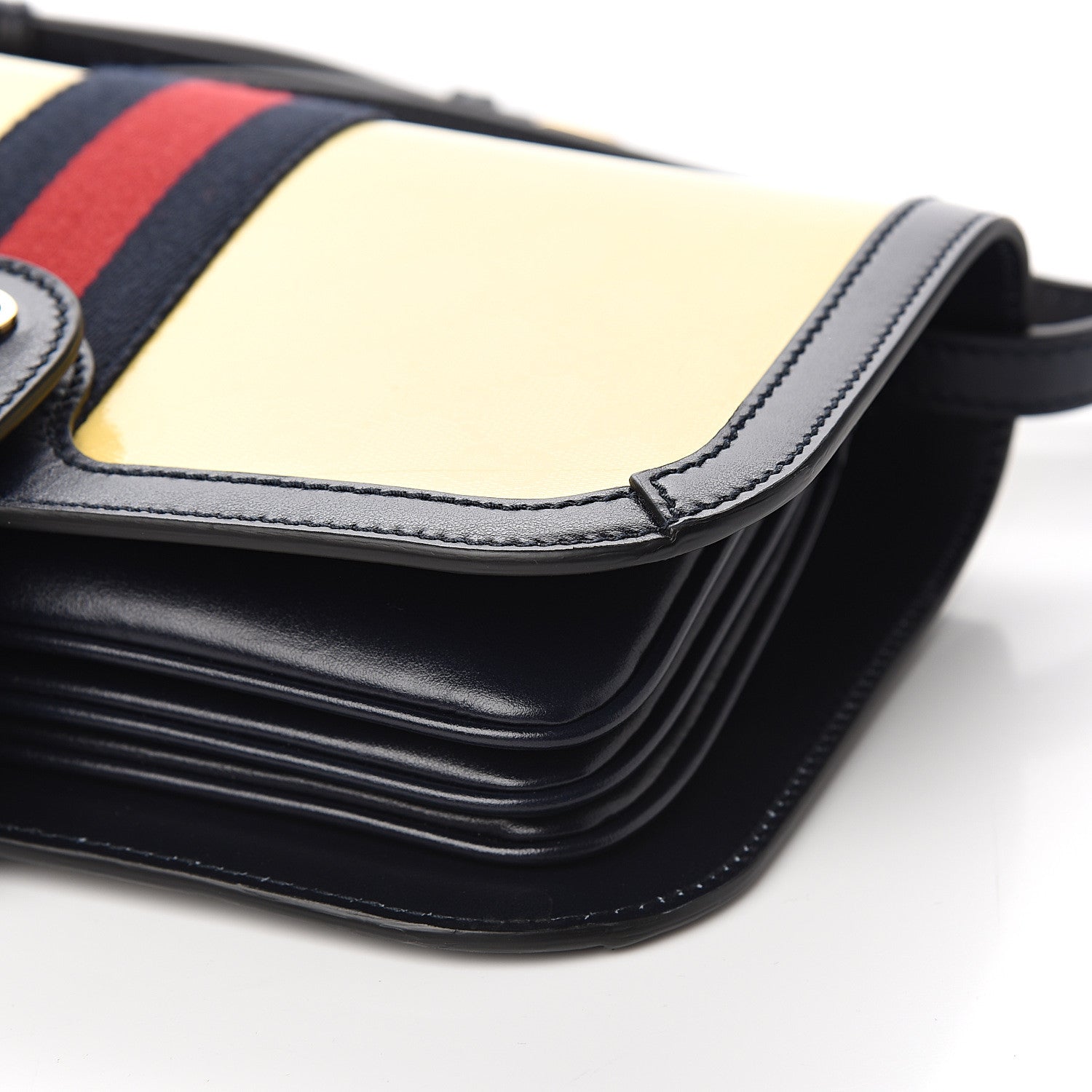 Gucci Crystal Monogram Plutone Calfskin Web Ophidia Flap Messenger Bag Straw Yellow Blue 8 of 11