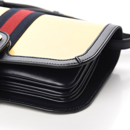 Gucci Crystal Monogram Plutone Calfskin Web Ophidia Flap Messenger Bag Straw Yellow Blue 8 of 11