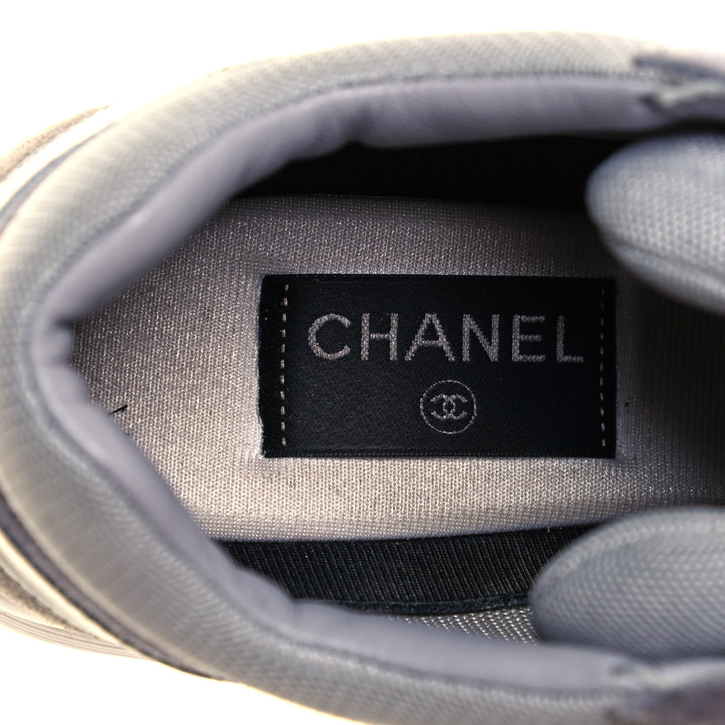 Fabric Calfskin Suede CC Sneakers 38.5 Dark Grey