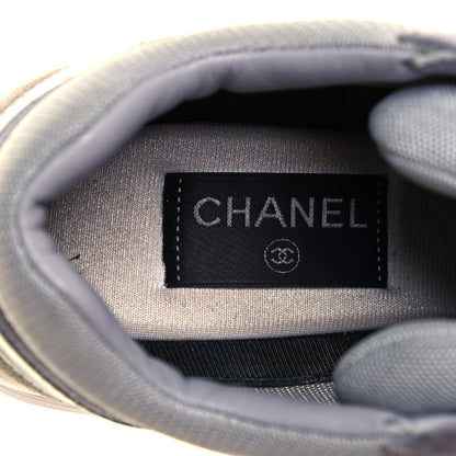 Chanel Fabric Calfskin Suede CC Sneakers 38.5 Dark Grey 6 of 8