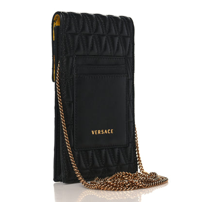 Versace Nappa Quilted Virtus Phone Phone Crossbody Black 3 of 8