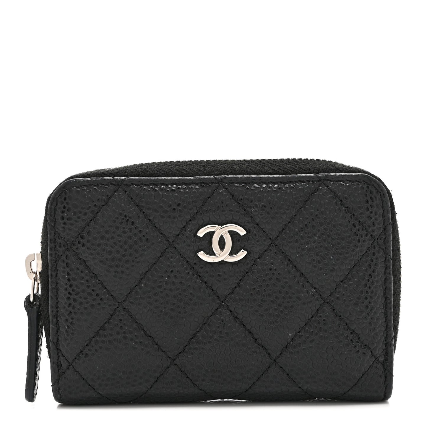 Caviar Quilted Zip Coin Purse Black