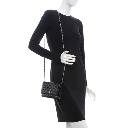 Chanel Patent Quilted Wallet On Chain WOC Black 2 of 9