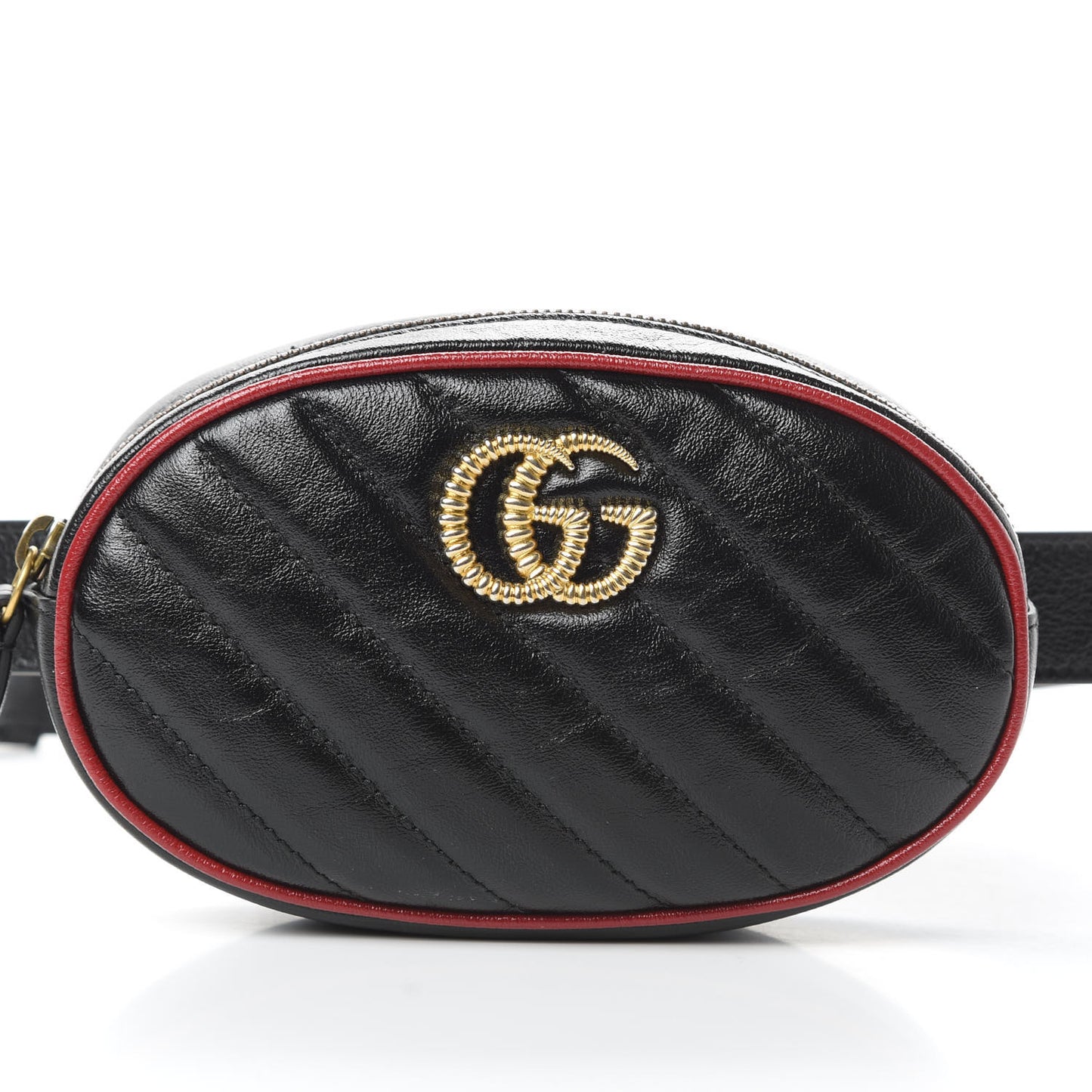 Azalea Calfskin Matelasse Diagonal Torchon GG Marmont Belt Bag 85 34 Black Romantic Cerise