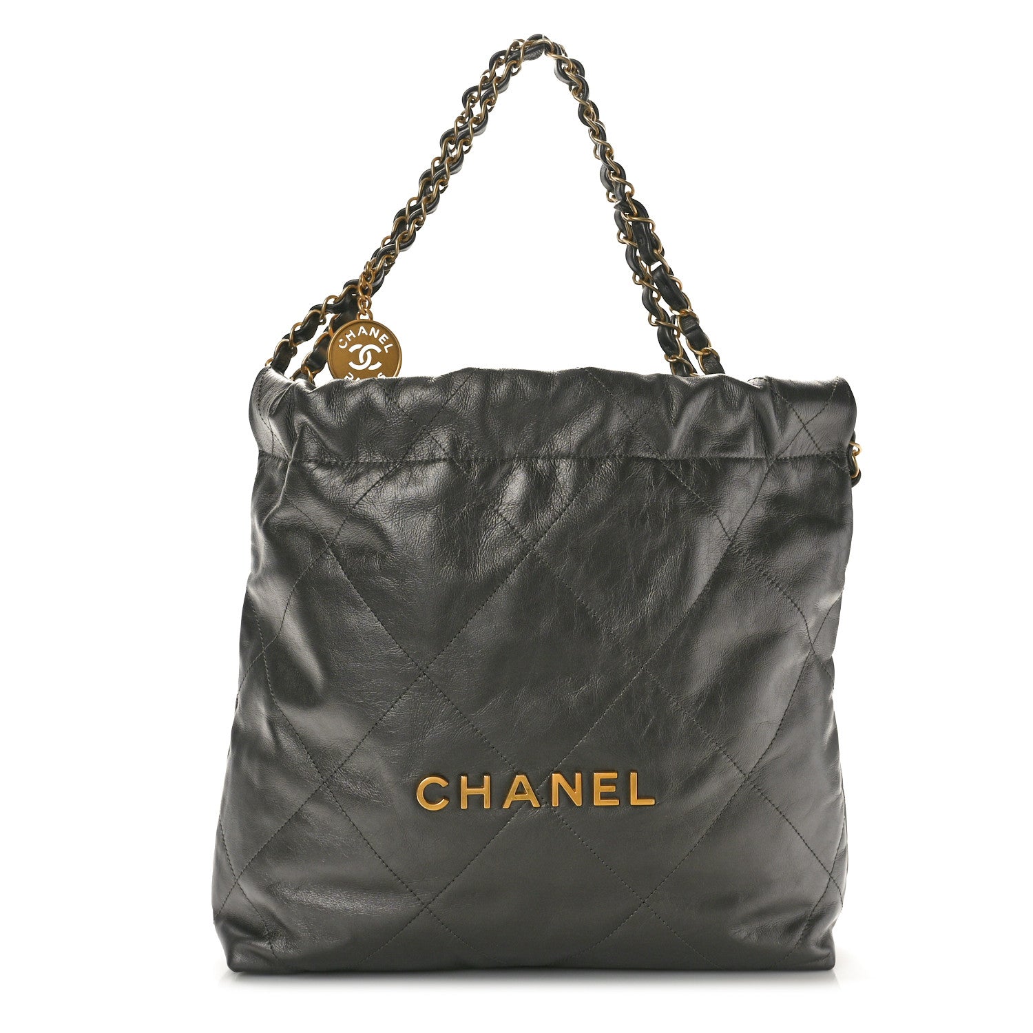 Chanel Metallic Calfskin Quilted Small Chanel 22 Ruthenium 1 of 11
