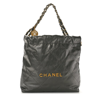 Chanel Metallic Calfskin Quilted Small Chanel 22 Ruthenium 1 of 11