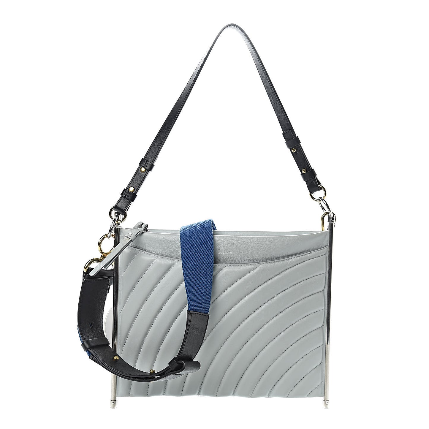 Smooth Calfskin Quilted Medium Roy Clutch Airy Grey