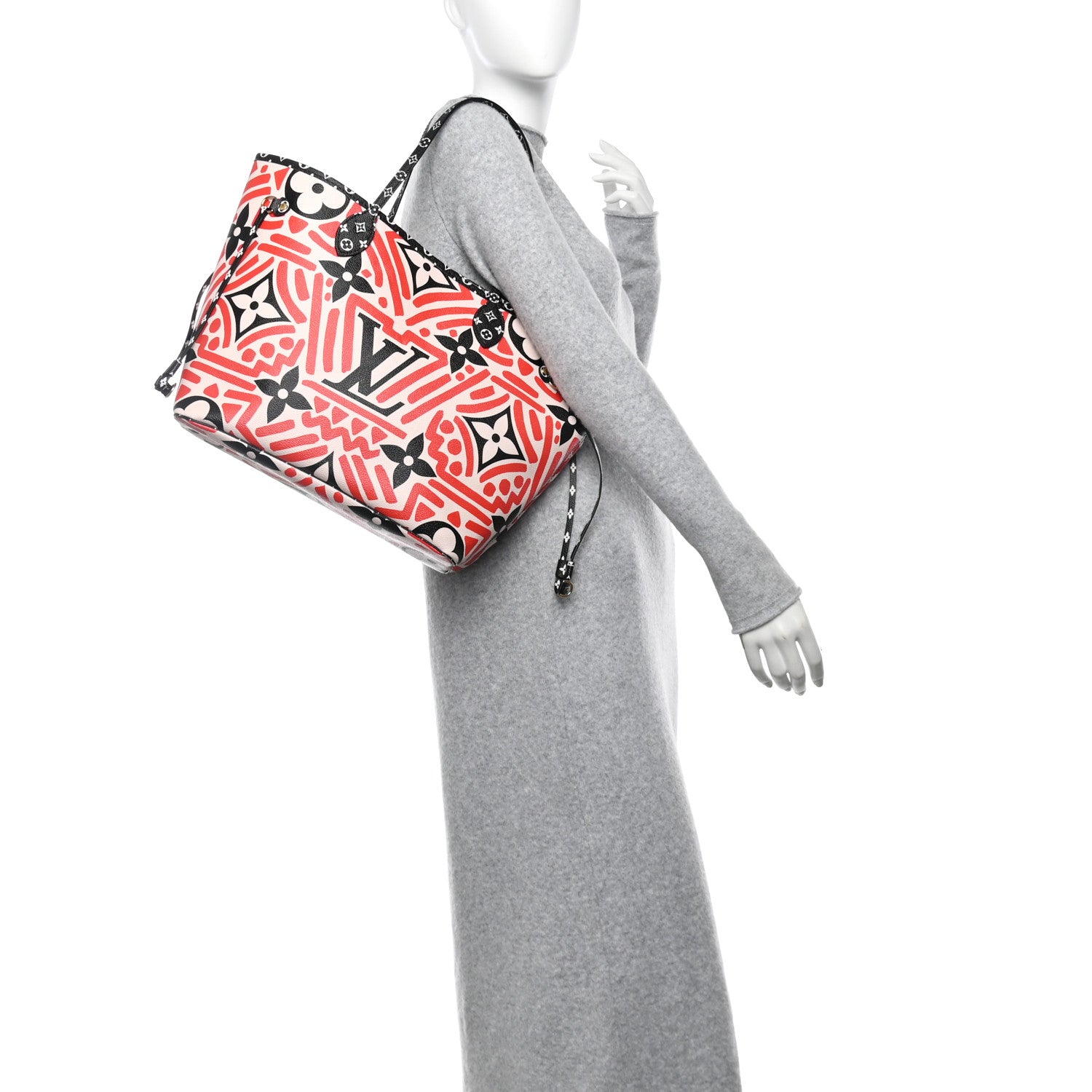 Louis Vuitton Monogram Giant Crafty Neverfull MM Creme Rouge Black 2 of 11