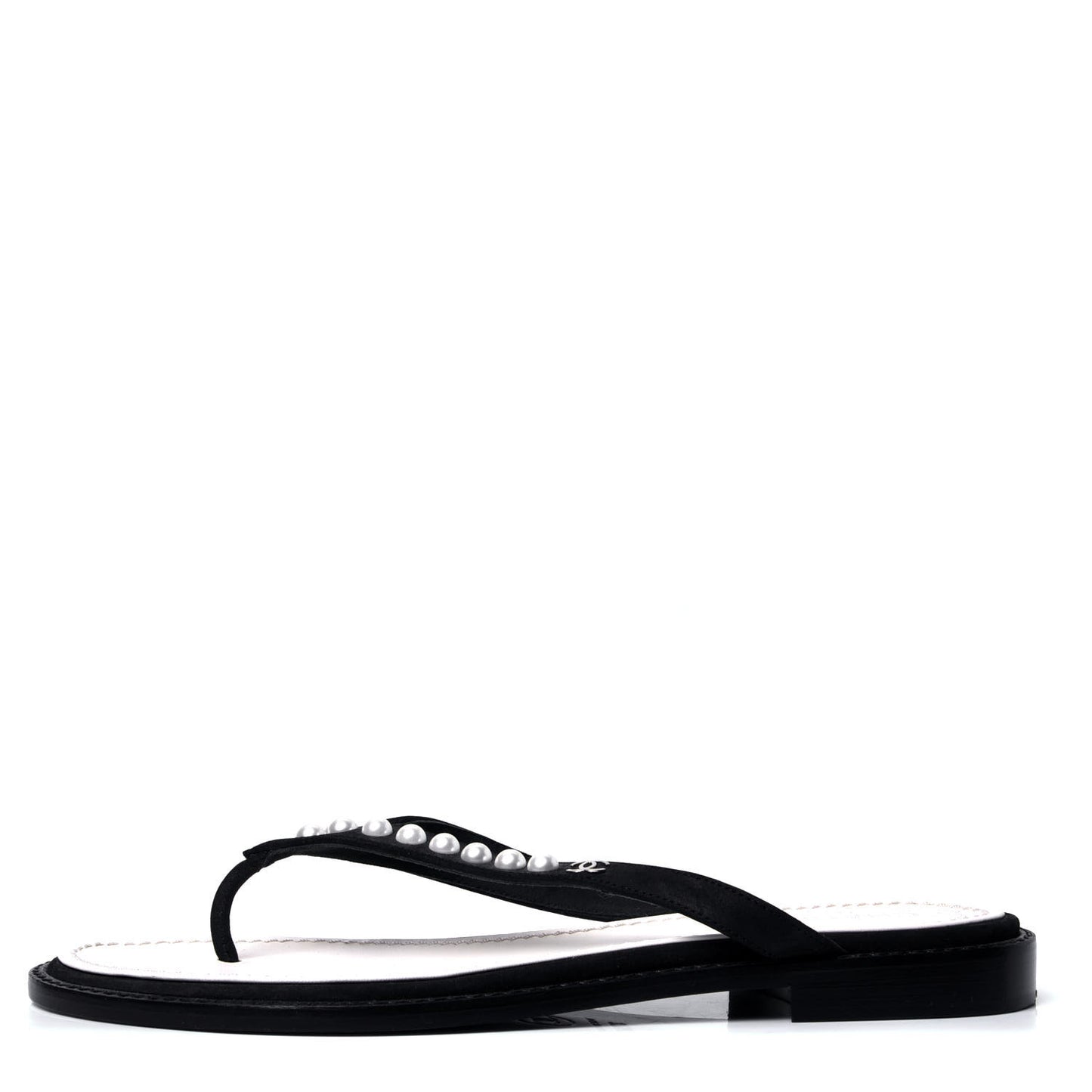 Suede Pearl Thong Sandals 37.5 Black