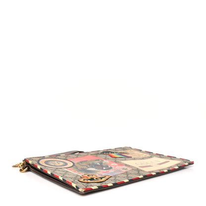 Gucci GG Supreme Monogram Courrier Embroidered UFO Pouch Beige New Acero 4 of 15