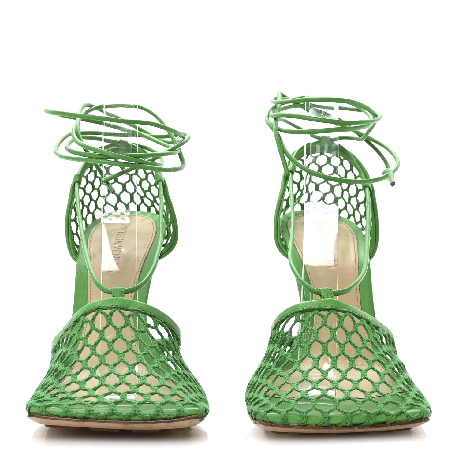 Bottega Veneta Mesh Nappa Stretch Ankle Tie 90mm Sandals 38.5 Grass 3 of 8