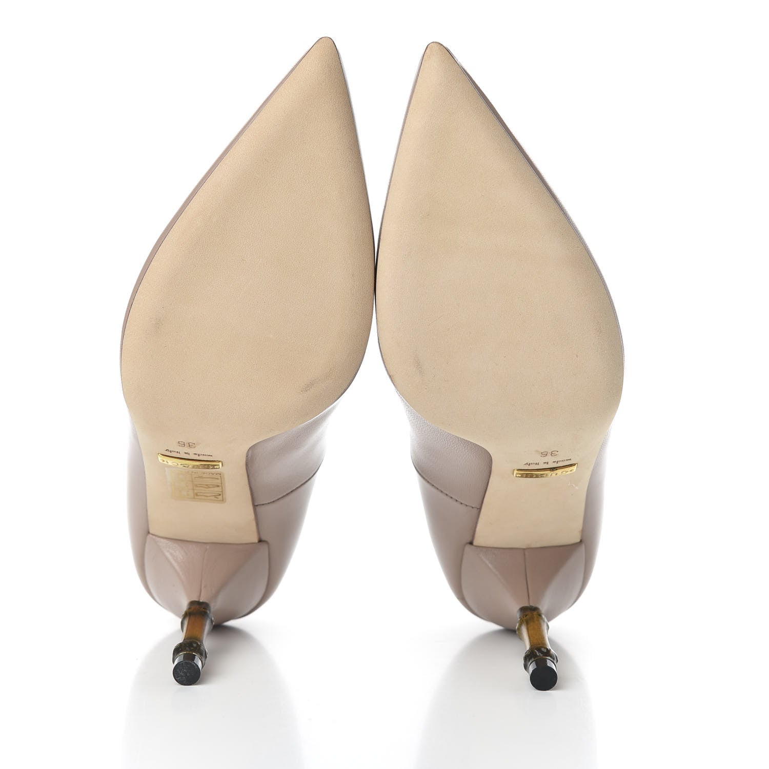 Gucci Calfskin Kristen Bamboo Pumps 36 Nude Pink 5 of 9